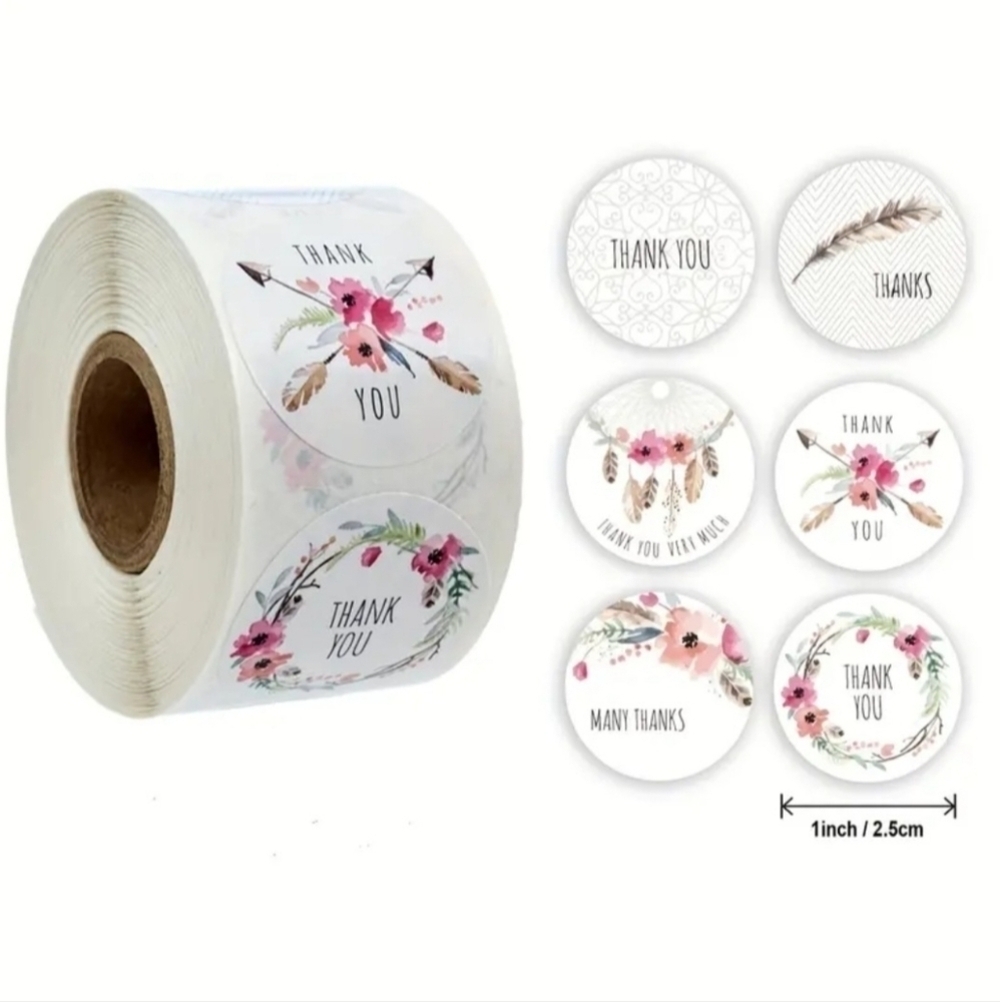 Thank you stickers boho 500 count